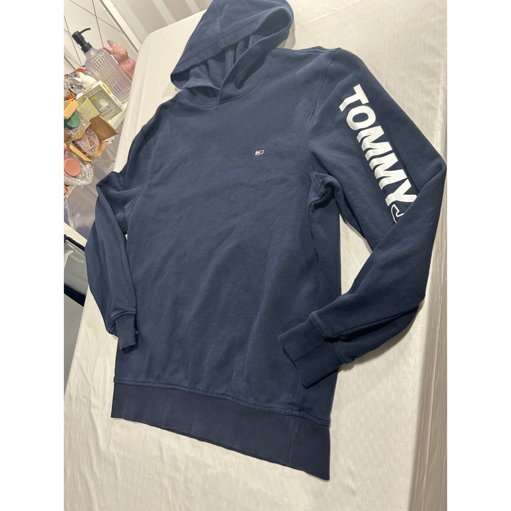 Tommy Jeans Navy Blue Sleeve Logo Pullover Hoodie Sweatshirt Small S